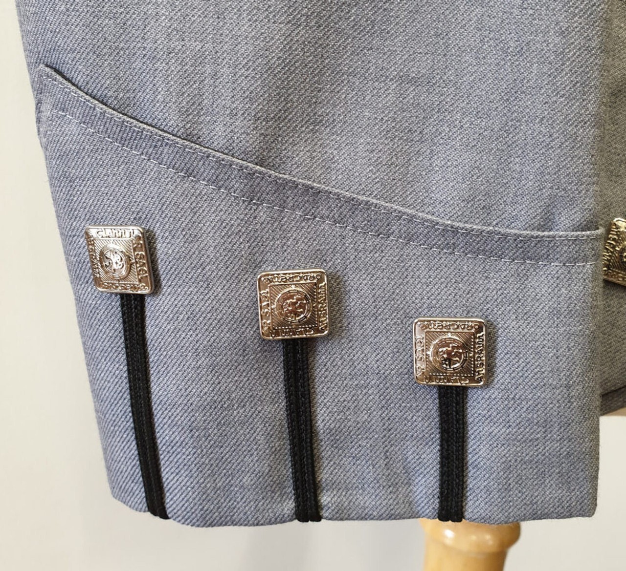 Scottish Grey Doublet Style jacket Military Piper Drummer jacket & Vest
