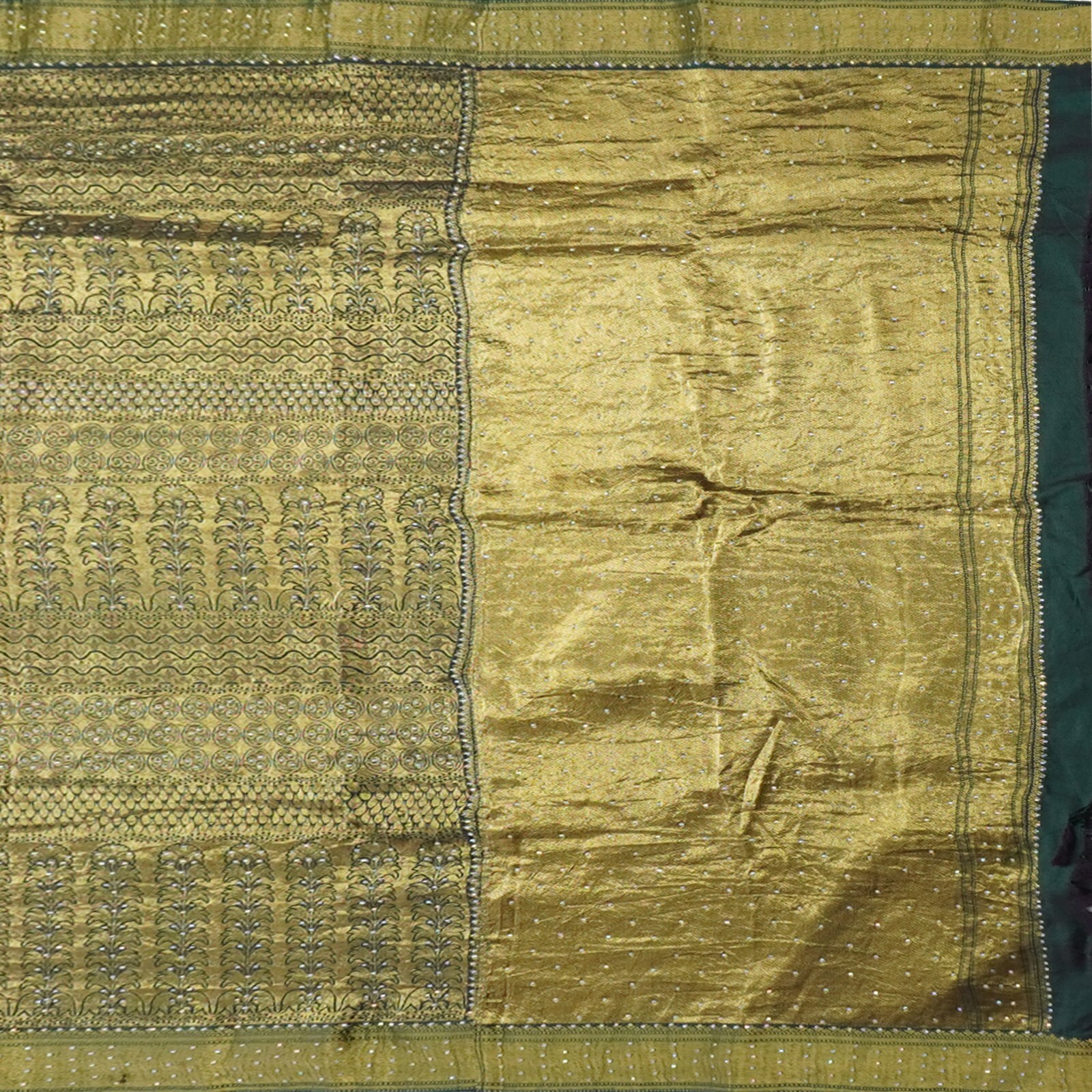 Vintage Green Saree 100%Pure Silk Zari Handwoven Brocade Wedding Sari 5YD Fabric
