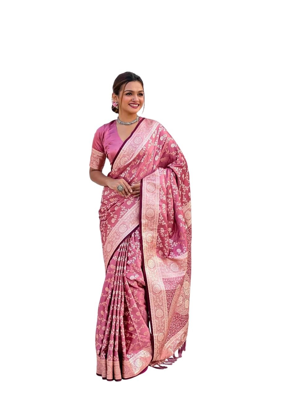 Women’s Beautiful Soft Silk Zari Weaving Saree With Blouse Piece