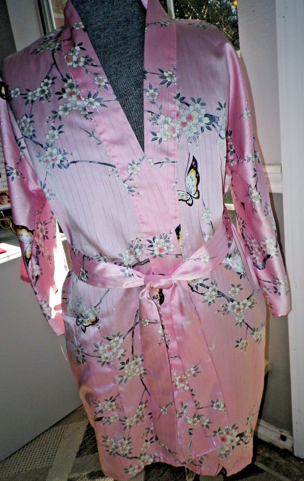 Marnkyo Made in Japan Pink Bold Asian Print Kimono Gown Robe Coat OS women’s