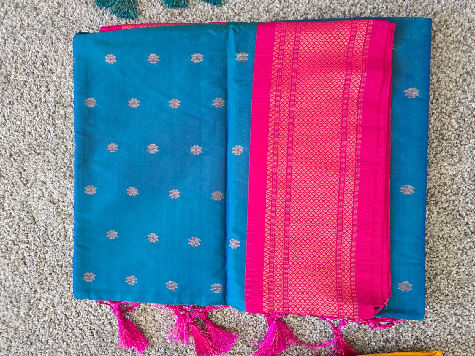 Authentic Paithani Saree with traditional butta design and peacock pallu