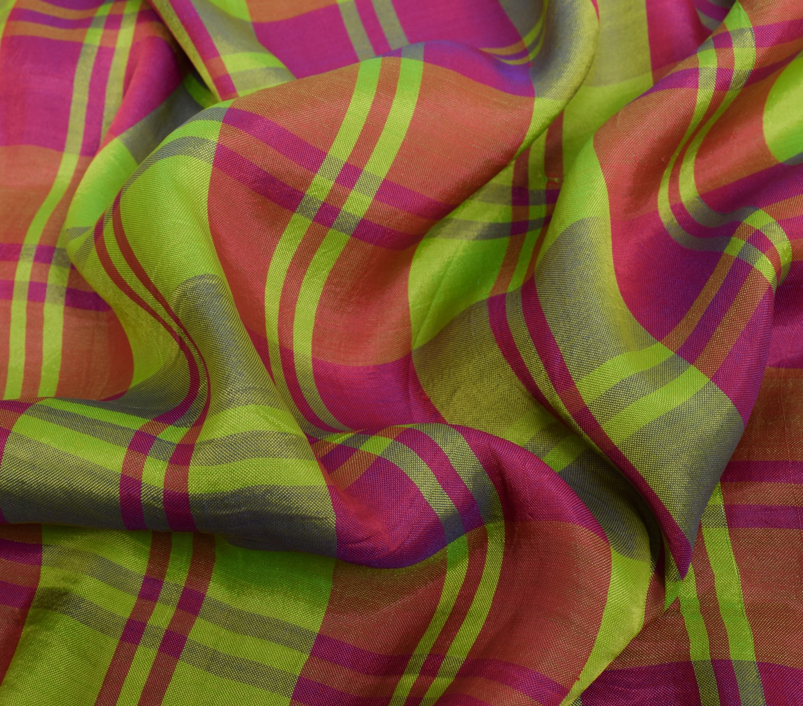 Sushila Vintage Silk Handwoven Multi-Color Checks Assam Pattu Saree Broad Border