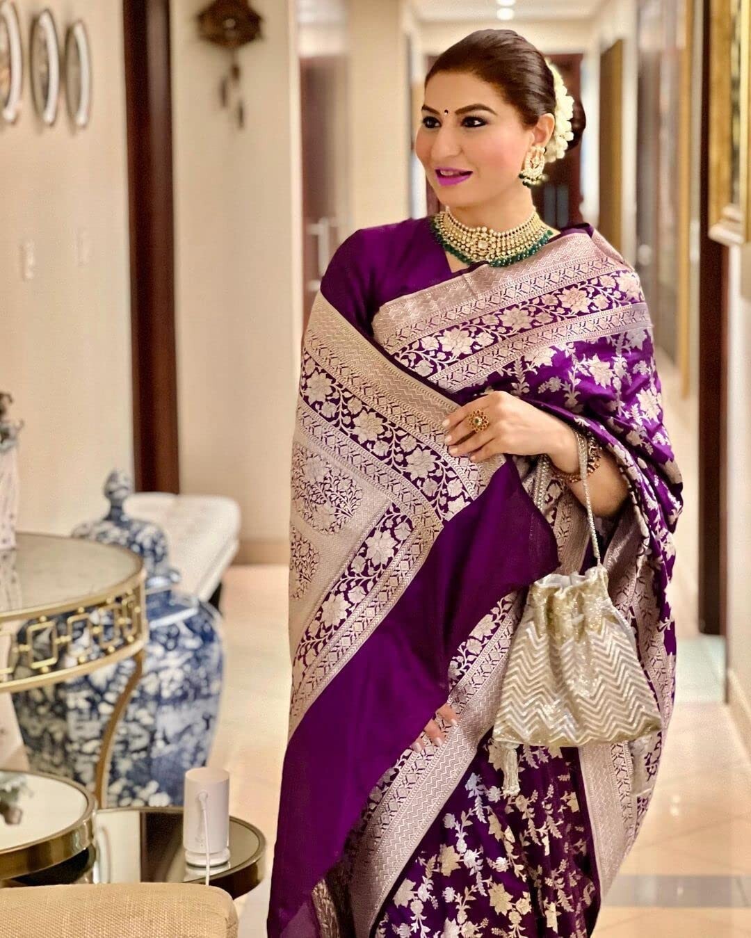 TRADITIONAL PARTY WEAR SOFT SILK INDIAN WEDDING WEAR KANJEEVARAM SAREE SARI