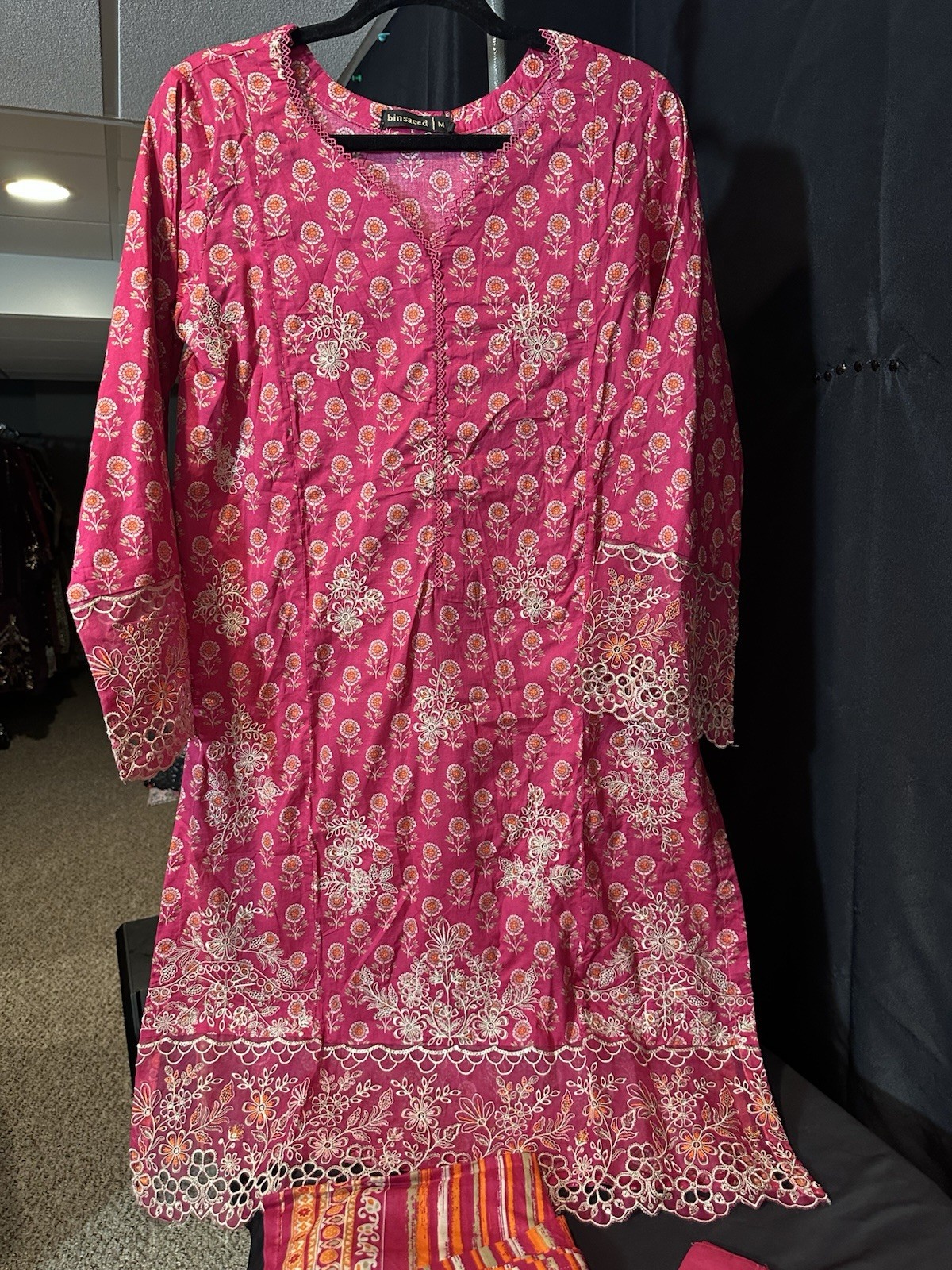 Beautiful Emb Cut Work Lawn / Cotton 3 Pc Suit. Bin Saeed- Medium & Large – $35