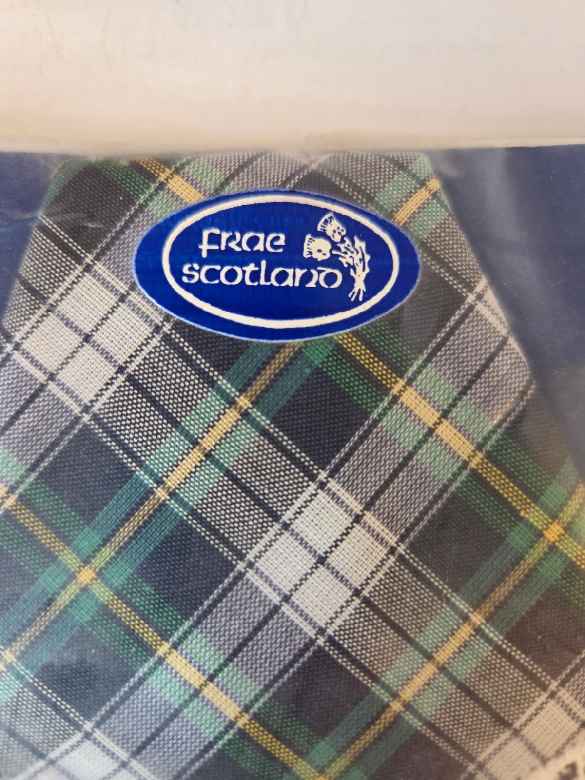 Frae Scotland Plaid Tartan Handerkerchief Navy Green Yellow White