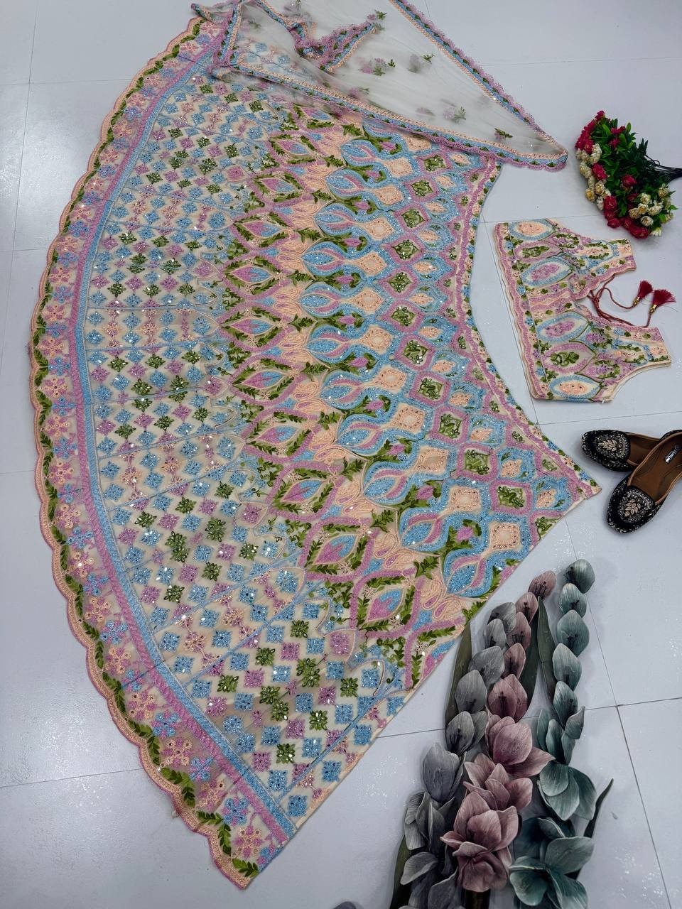 Premium Designer Soft Net Lehenga Choli With Dupatta For Women & Girls