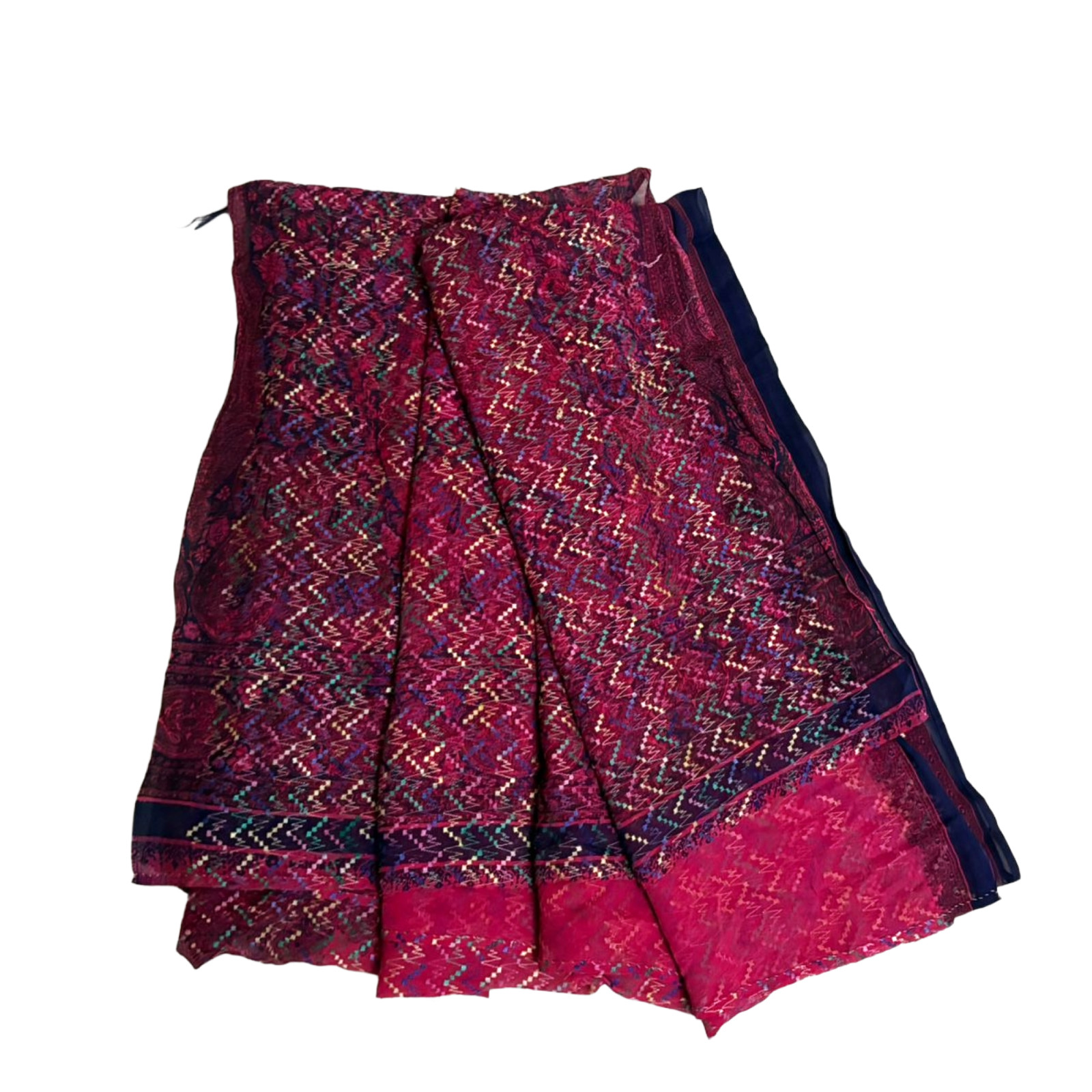 Indian Vintage Saree Women Wrap Pink Georgette Home Decor Embroidered Sari Used