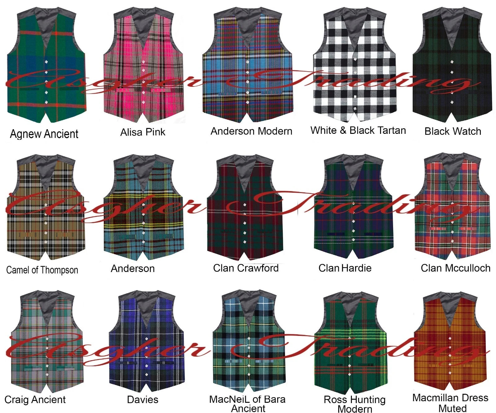 Scottish Clan Tartan VEST 5 Buttons Formal Kilt WAISTCOAT Wedding Kilt Vests