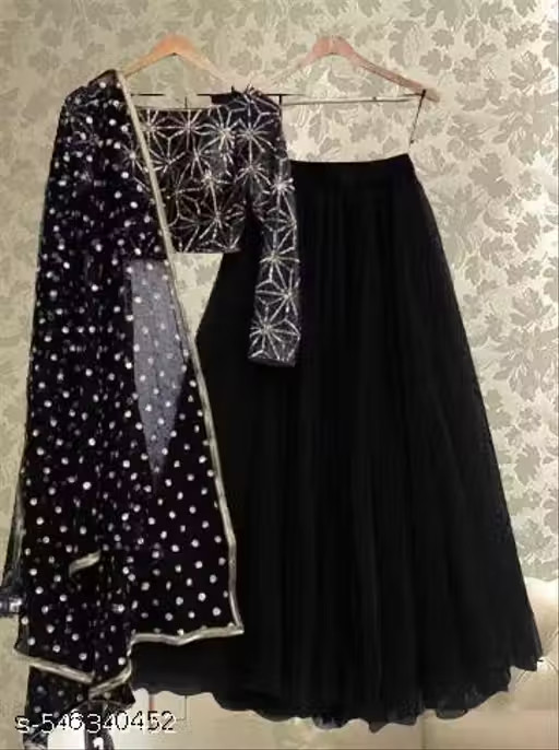 Women’s New DesignerEmbroidered Net Semi-Stitched Lehenga with Unstitched Blouse