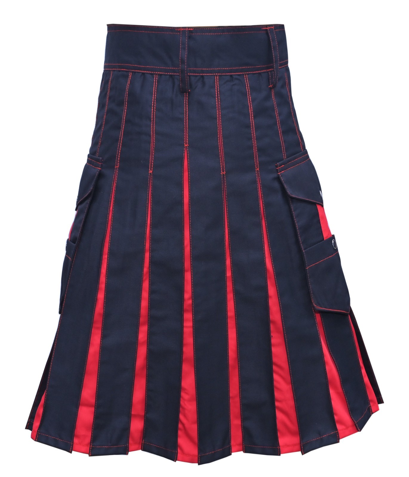 Men’s Black Red Cotton Hybrid Utility Kilt Custom Size Summer Spring Handmade