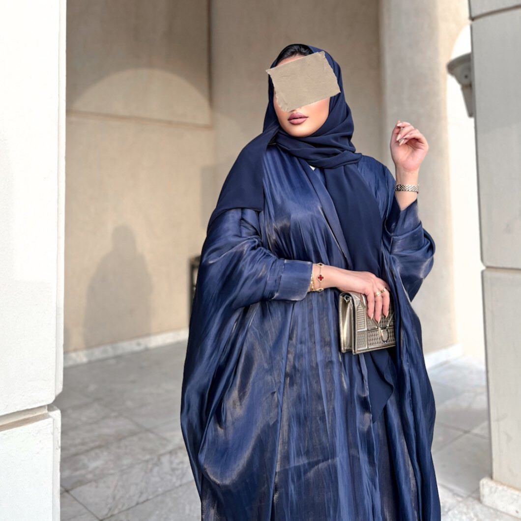 Shiny Kimono Sleeve Abaya Ethnic Dress Dubai Party Cardigan Robe Women Clothes