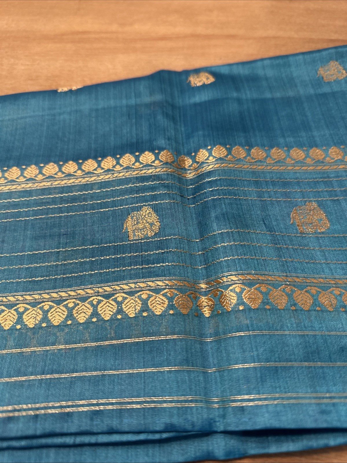 Namaste Vintage Turquoise Scarf 100% Pure Silk 22” By 48”