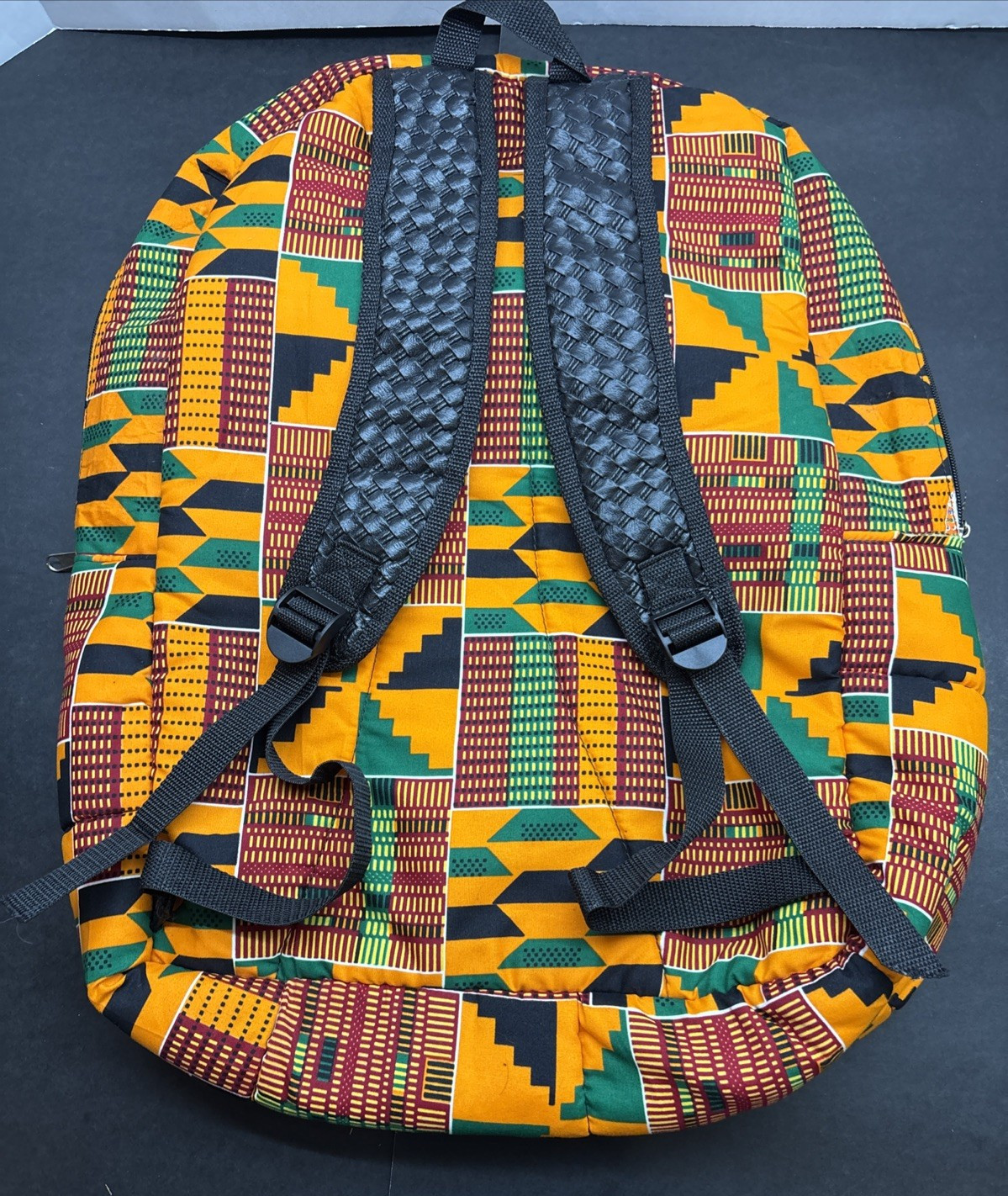 Padded African Kente Backpack with multi pockets, inside lining & Padded Straps