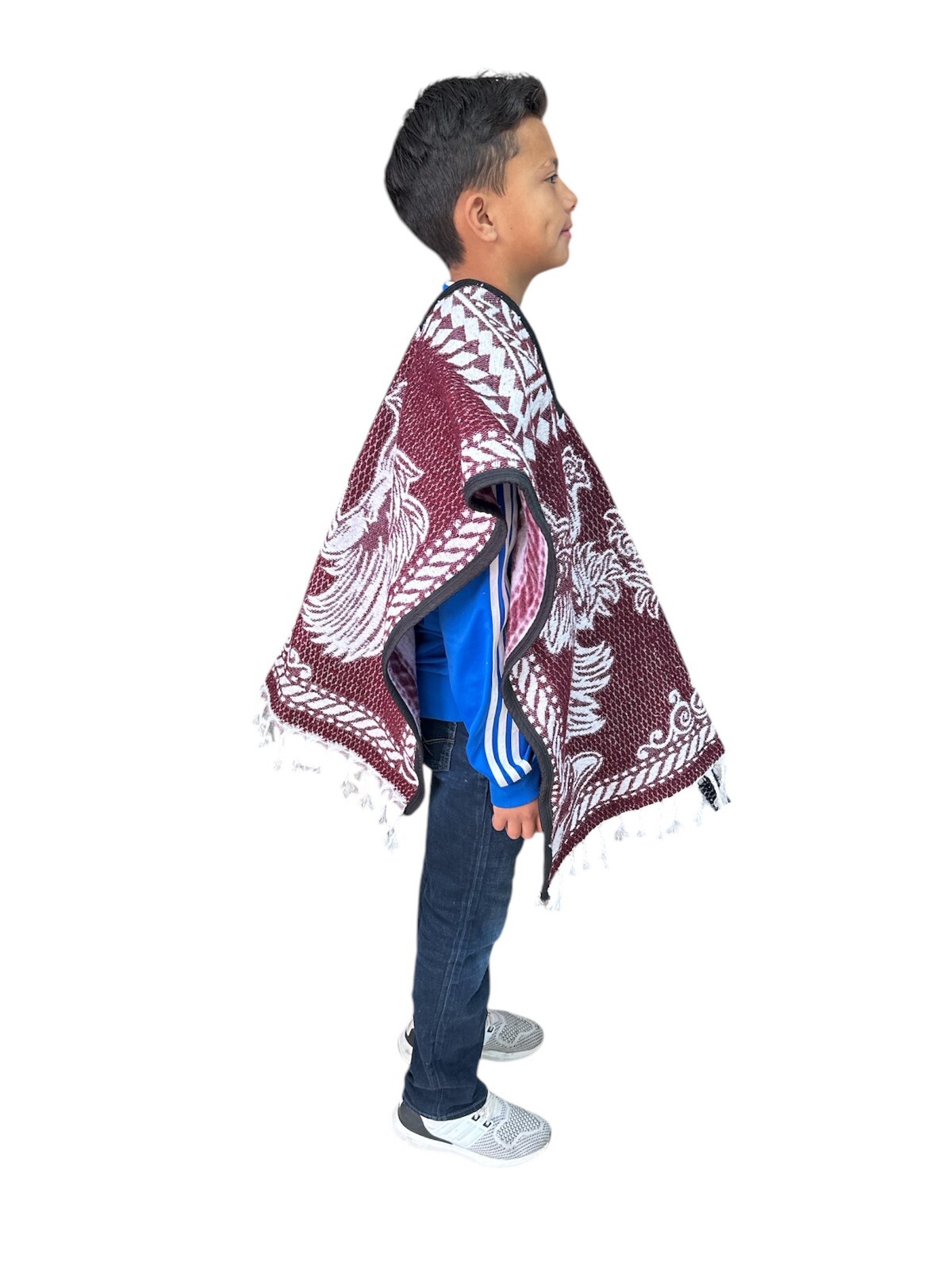 KIDS PONCHO ,ROOSTER , BLANKET GABAN , 6-12 YEARS ,KIDS PONCHO, BURGUNDY