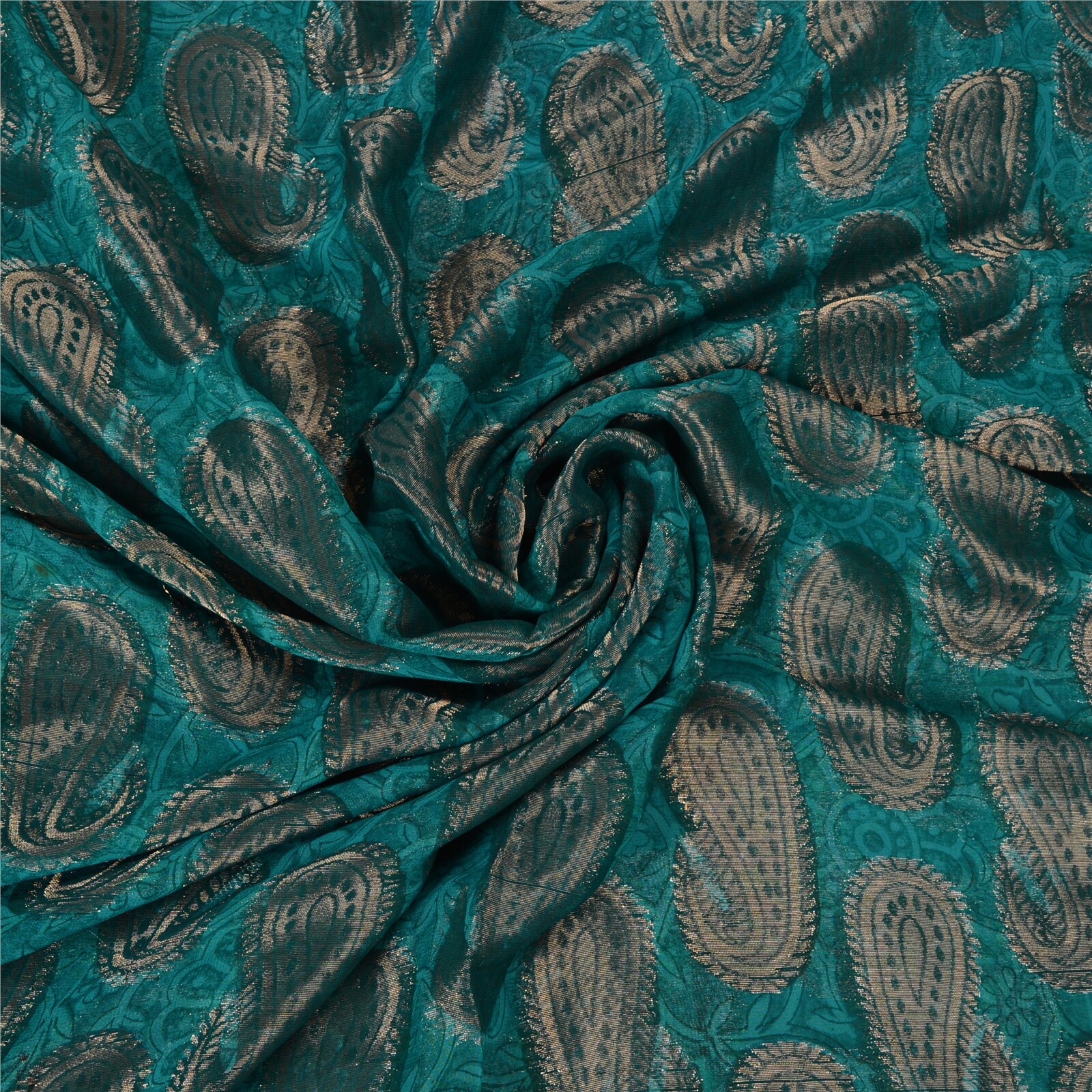 Sanskriti Vintage Blue Indian Sarees Blend Georgette Woven Premium Sari Fabric