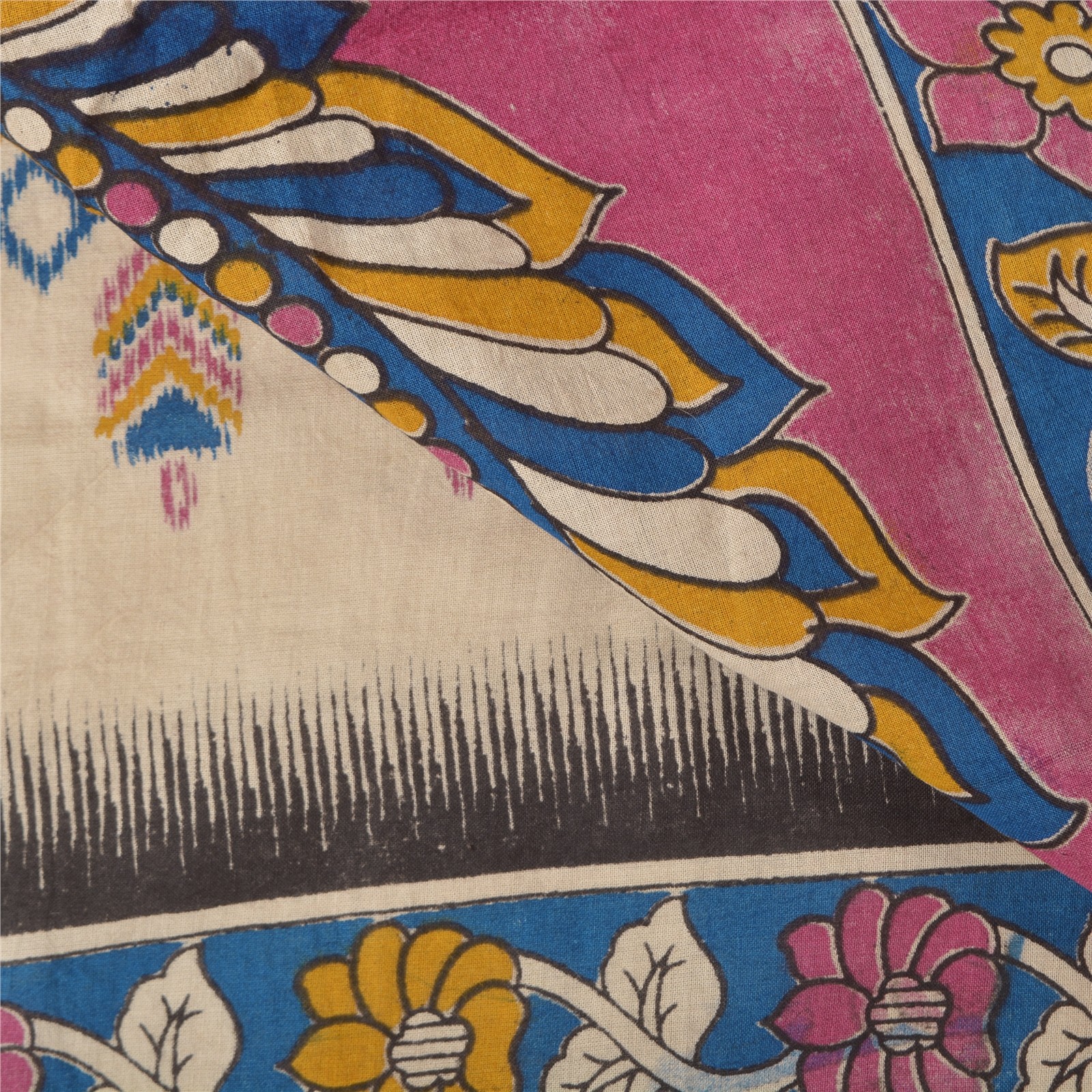 Sanskriti Vintage Pink Sarees 100% Pure Cotton Patachitra Printed Sari Fabric