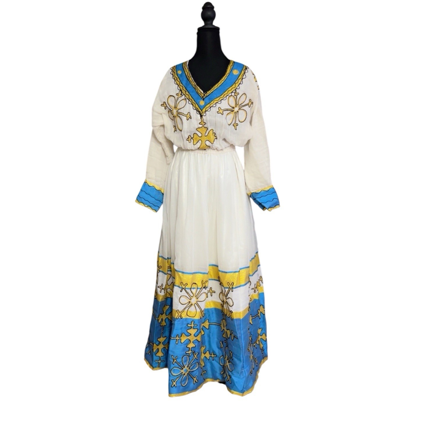 Ethiopian Eritrean Handmade Habesha Dress One Size Fits All 100% Cotton New NWT