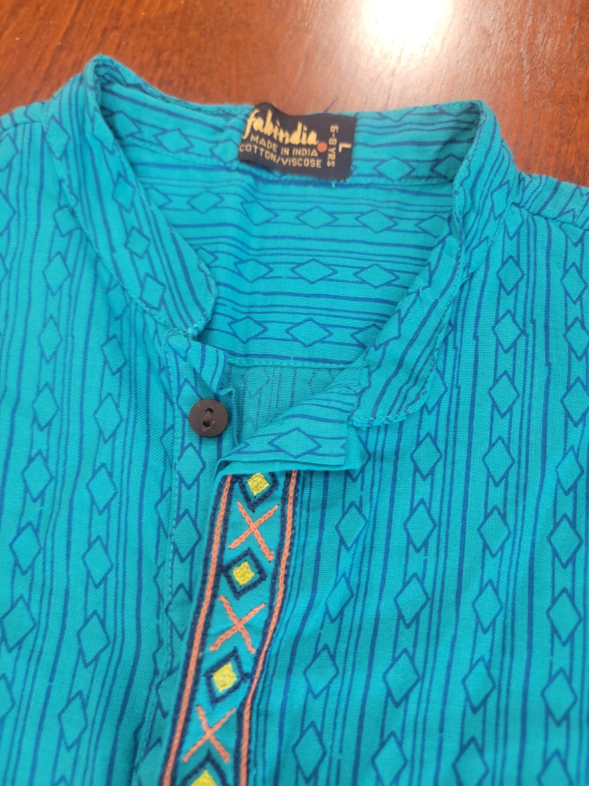 Fabindia Lot (3) Boys 6-8 Kurta Traditional Red Blue Yellow Tops Shirts *Flaw