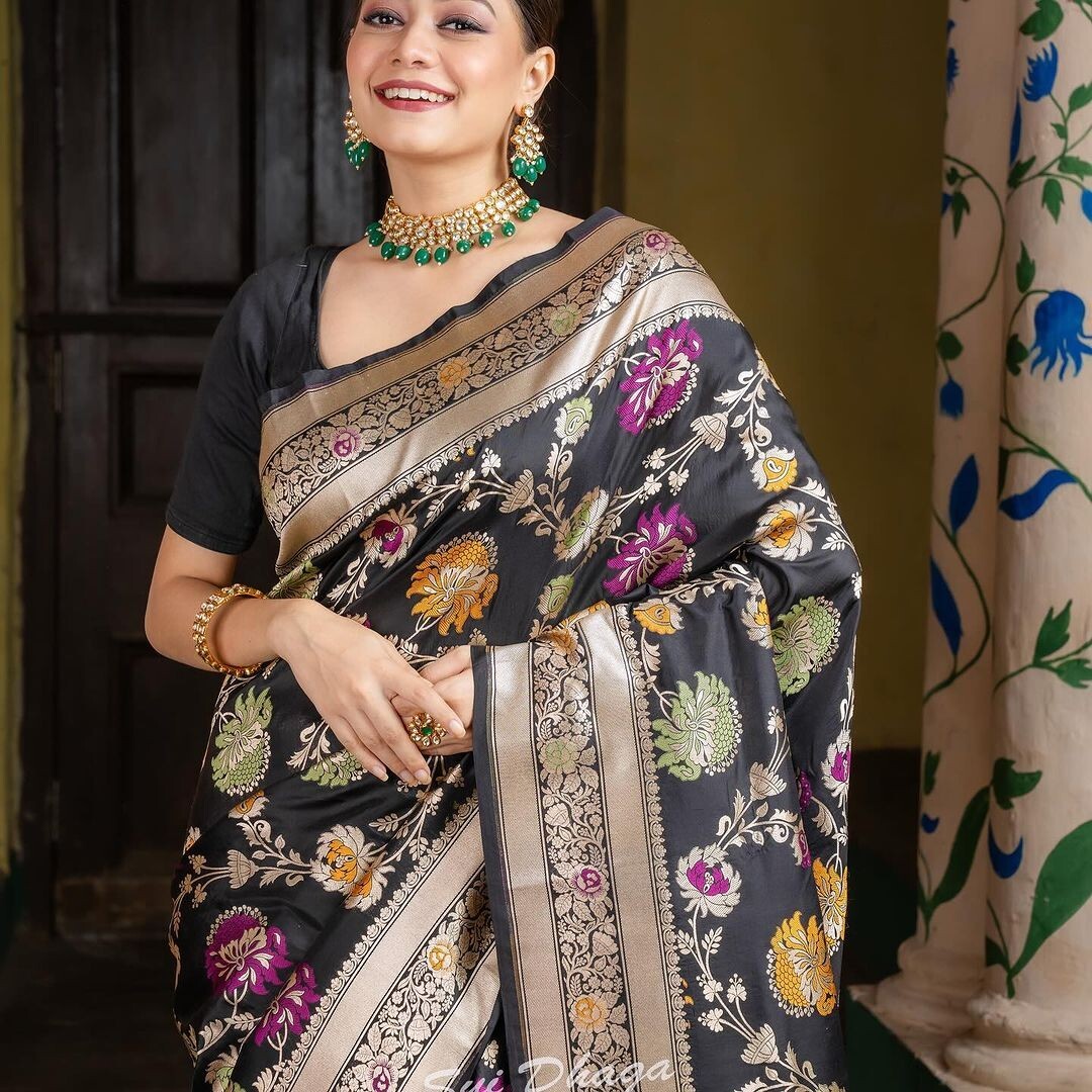Indian Banarasi Silk Saree/ Sari With Blouse Piece Party Wedding Wear For Women