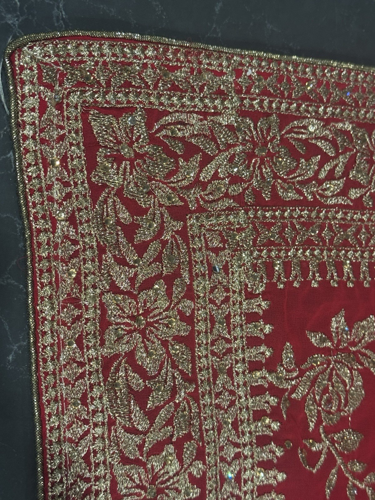Red Banarasi Bridal Saree: Handwork Katan Silk Wedding Saree w/Princess Blouse