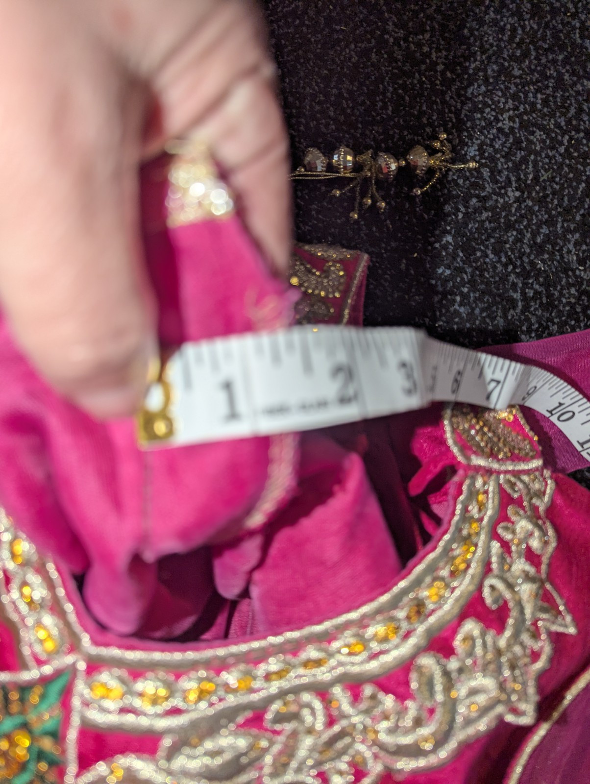 Pink Gold Green Salwar Suit Handmade Embroidered Shirt Only
