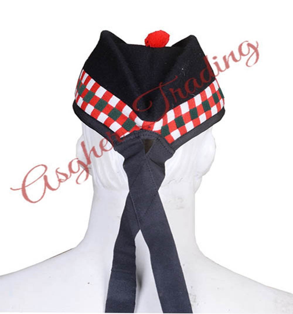 Scottish Military Handmade Traditional Kilt Cap – 100% Wool Glengarry Diced Hats