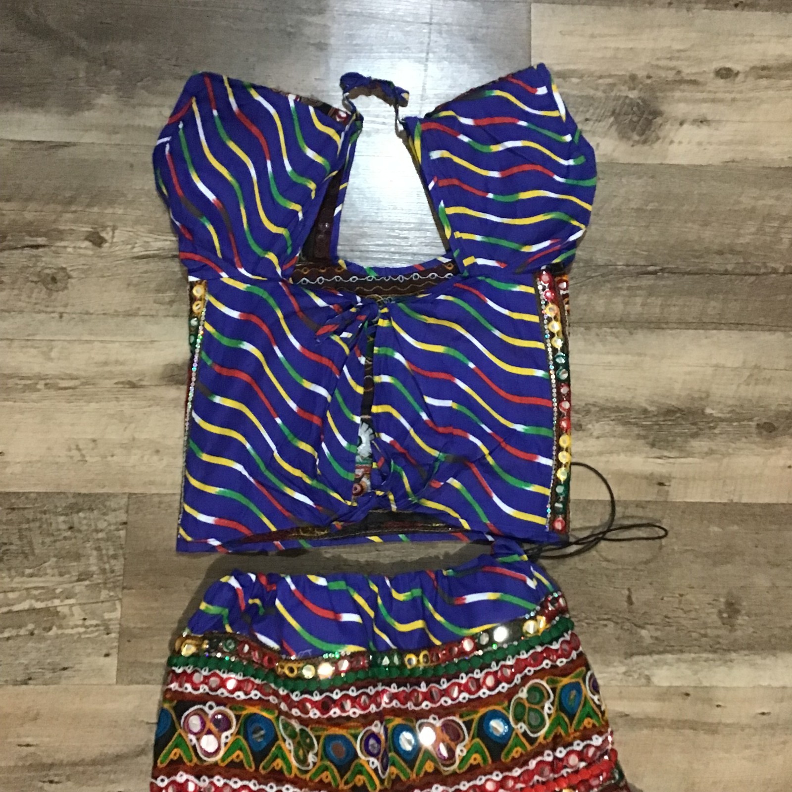 Handmade Beaded Intricate Embroidered Women’s Size S Multi Color Skirt & Top