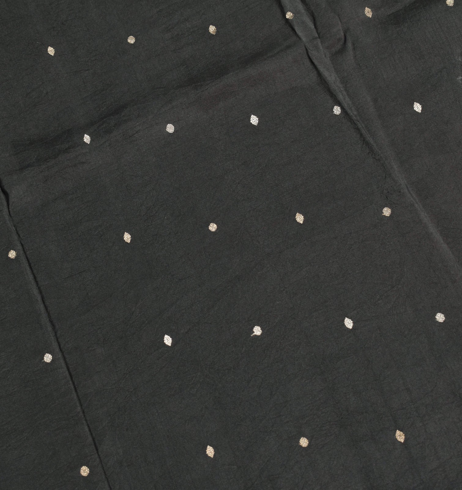 Sushila Vintage Black Pure Silk Saree Gold Silver Zari Brocade Kanjivaram Sari F