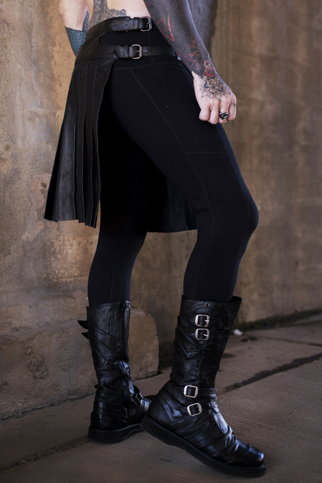 Fetish Genuine Cow Leather kilt Gay Pride Style Club-wear Cocktail Party Kilt