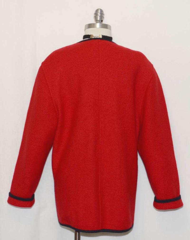 RED ~ Loden BOILED WOOL German Bavarian Women Walk Sweater JACKET Coat / 40 16 L