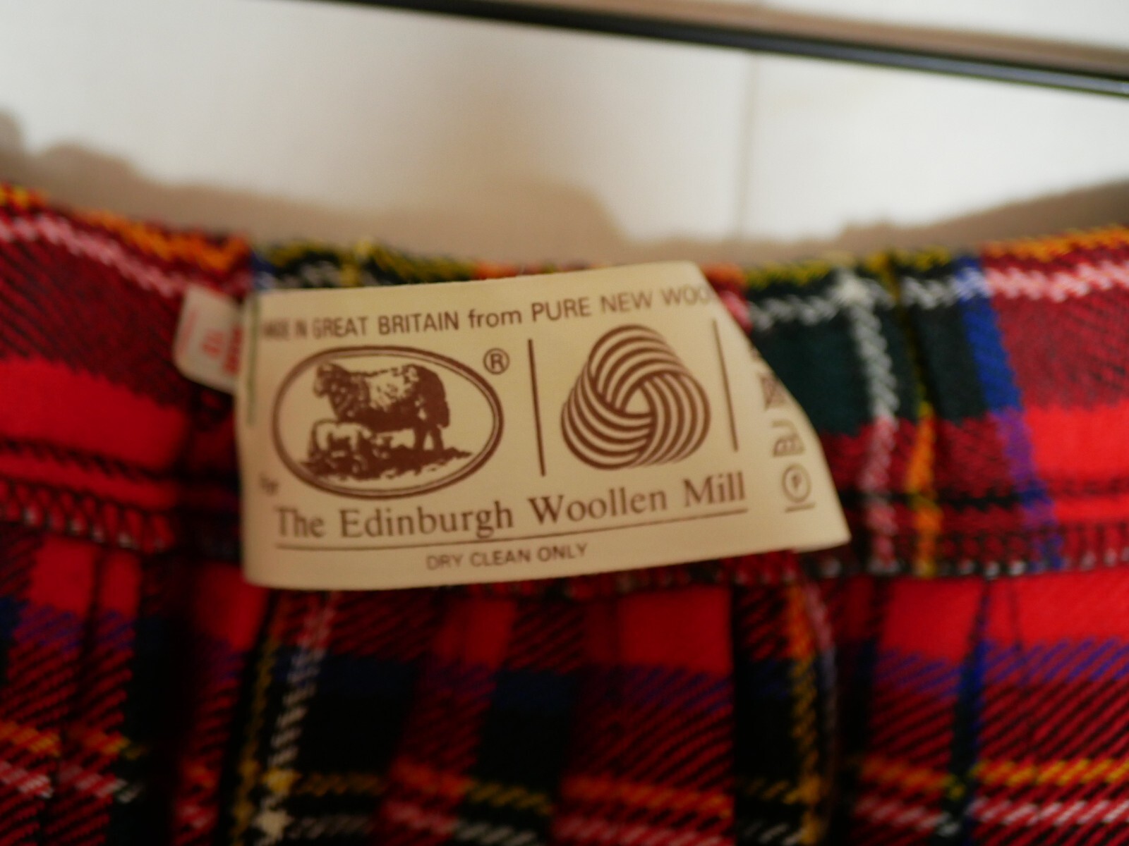 Edinburgh Woollen Mill UK Pleated Kilt Skirt Pure New Wool Red Plaid Sz Age 12