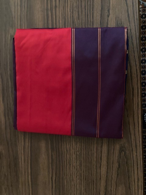 Elegant Red Saree with dark blue border