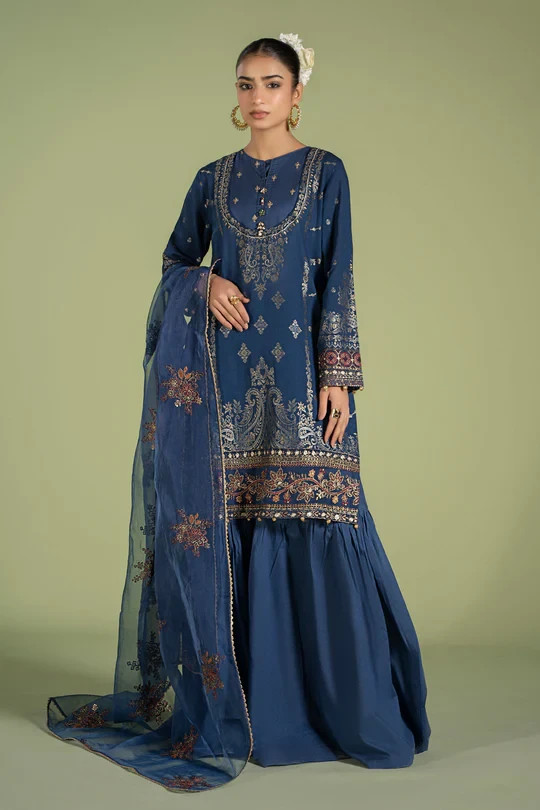 Maria B 3 Pc Embroidered Jacquard Broshia Suit Women’s Unstitched Dress