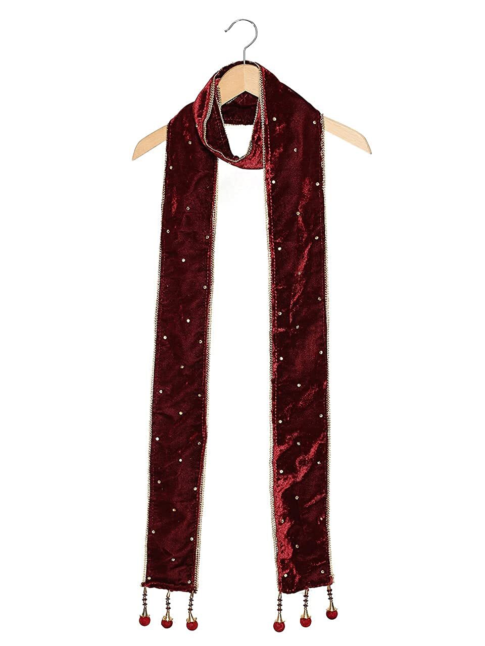 Men’s Maroon Velvet Stole with gold beads, Dry Clean Only high quality
