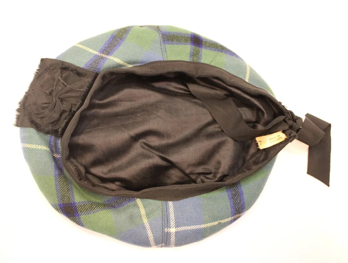 Vintage Wool Scottish Tam O’Shanter Clan Douglas Tartan Hat Scotland Size 7