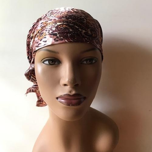 Set of 6 Various Color Simple Fashion Caps Floral or Paisley Print Tie Back Cap