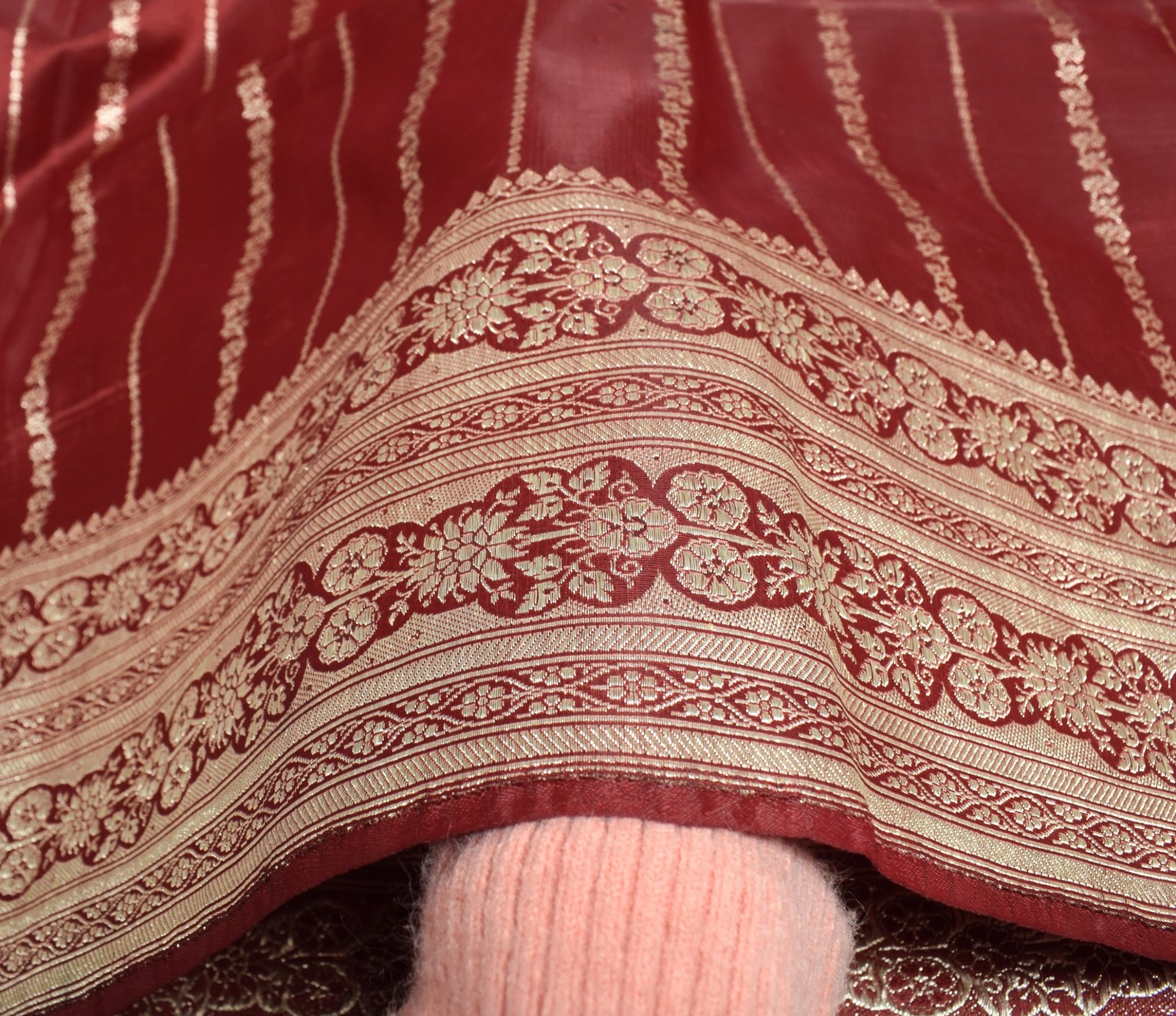Sushila Vintage Heavy Saree Blend Satin Silk Banarasi Brocade Woven Sari Fabric