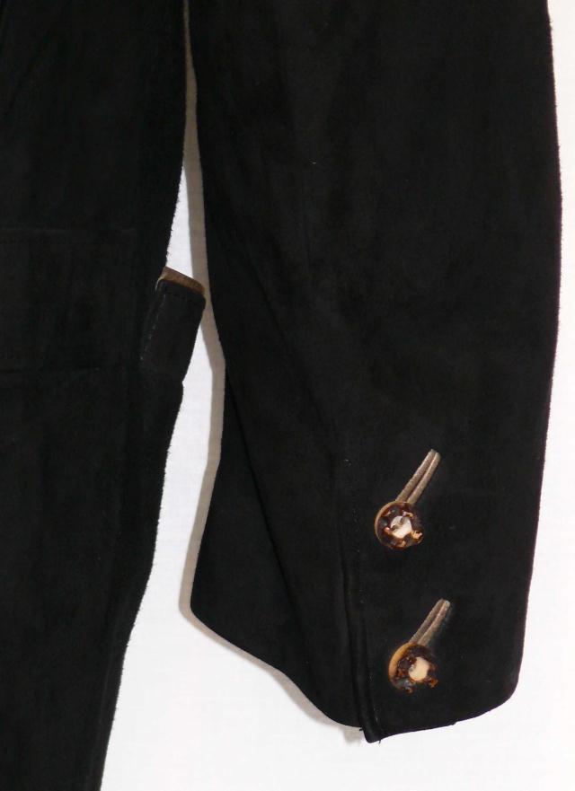 BLACK LEATHER JACKET Over Coat GERMAN Women Winter Hunting Western b42″ 12 M