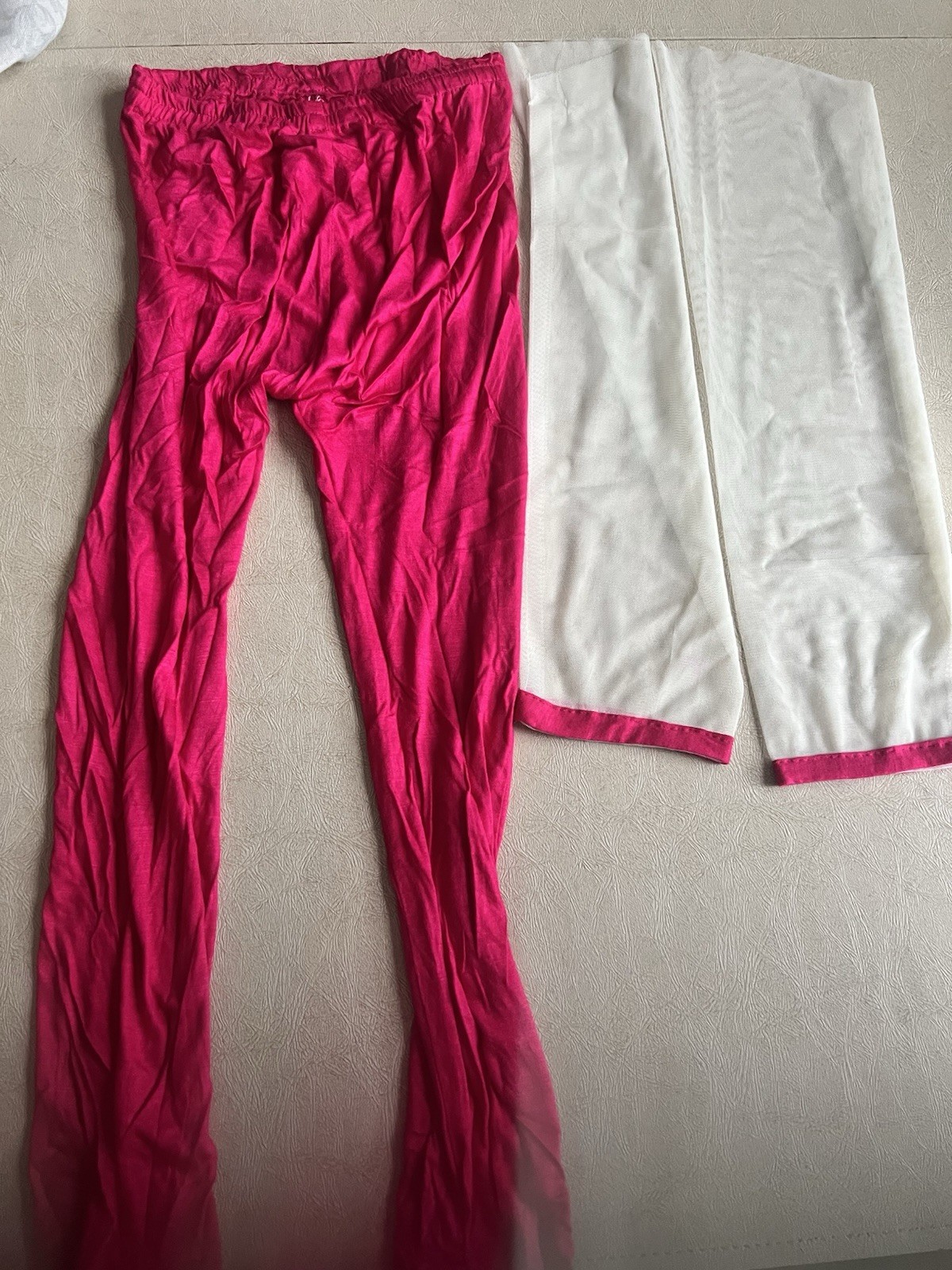 Indian Bridal Wear Pink and White Gown with Matching Headscarf Arm and Leg Cover