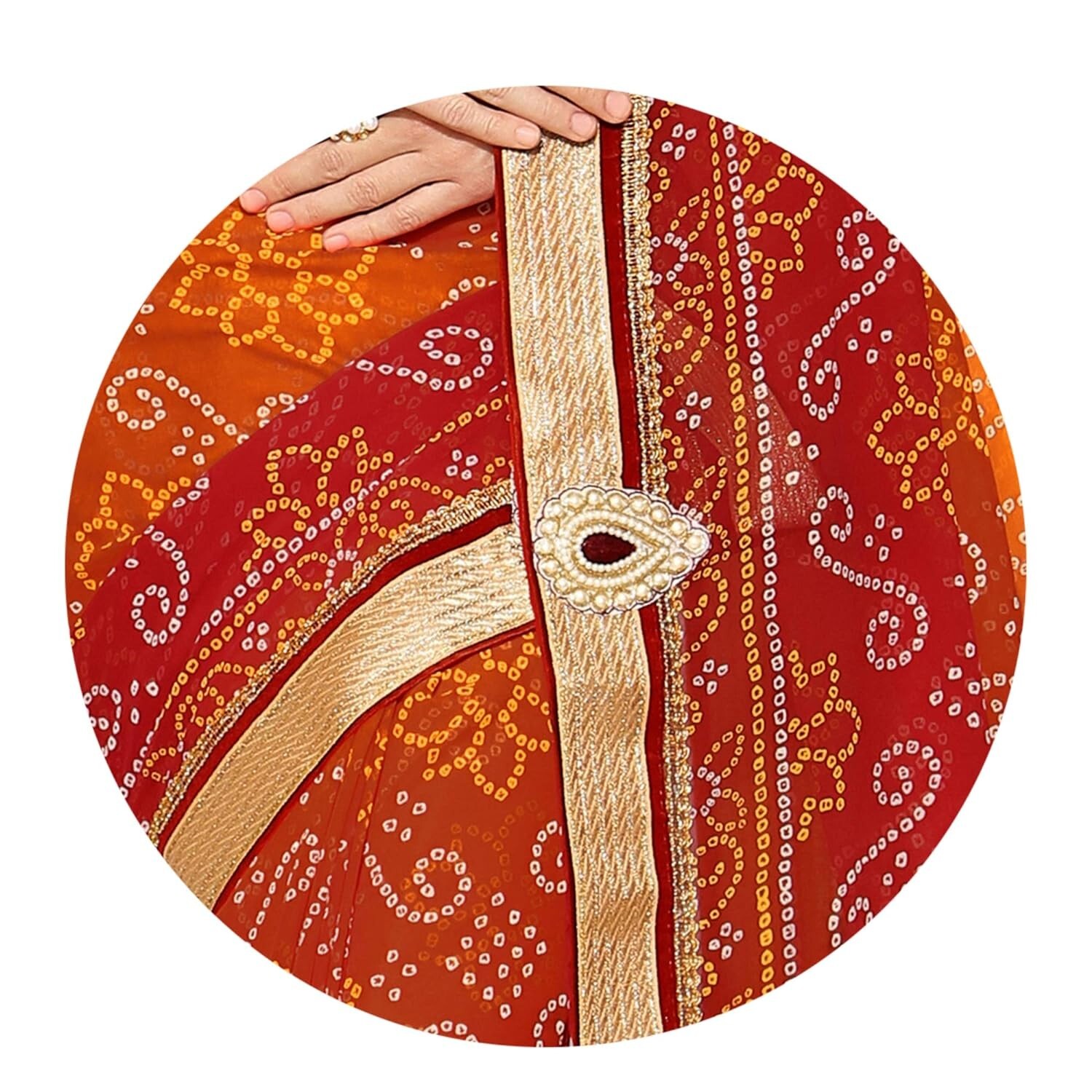 Women’s Georgette Traditional Printed Bandhani Sarees for Womens with Blouse
