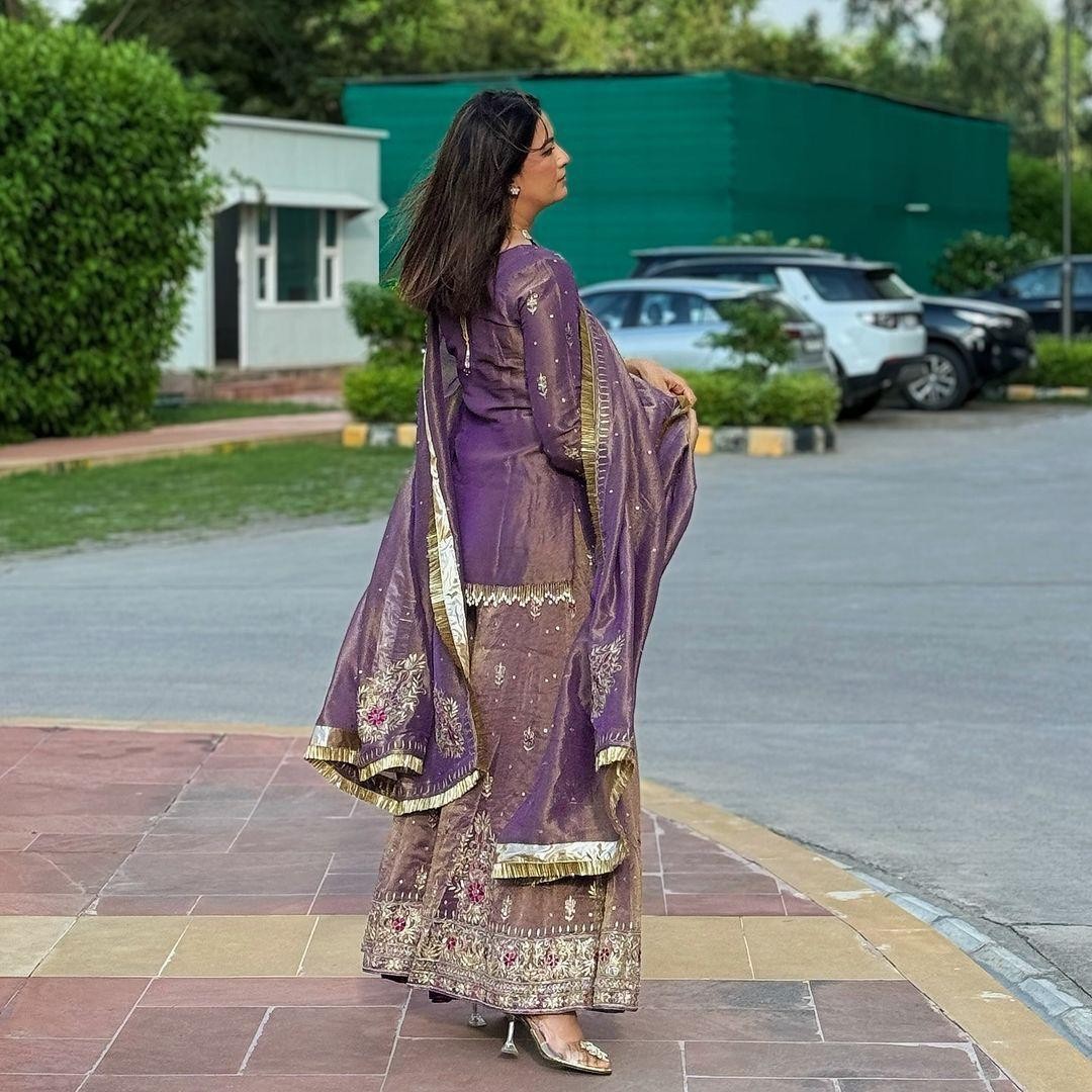 Purple color embroidered 3-Piece Suit Set for Women | Stylish Kurta