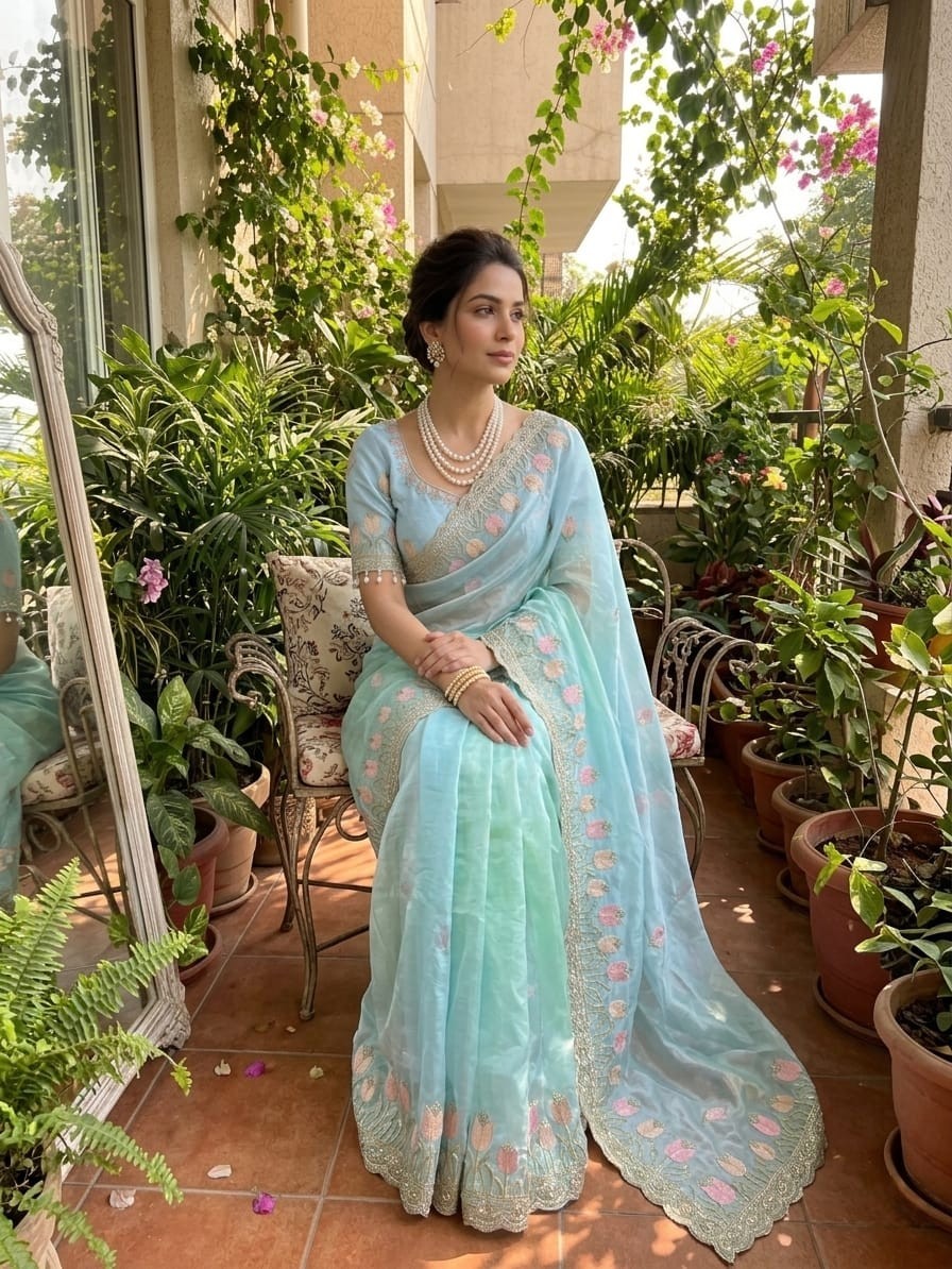 Pradeep Fashion Wedding Stylish Fendi Satin Pedding Embroidery Sari Stitch Choli