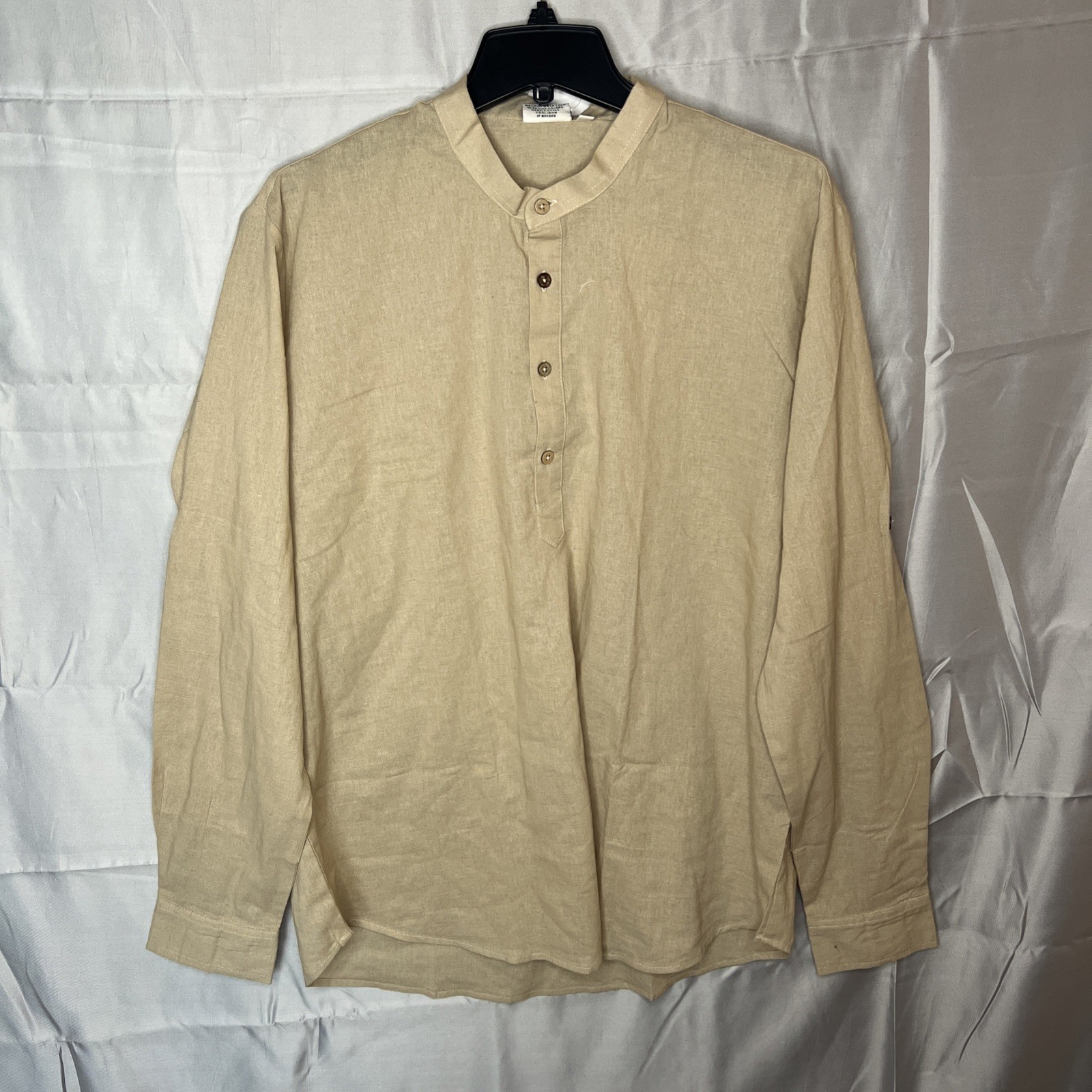 Skavij Men’s Tunic Shirt (Kurta) Size XL Beige 1/4 Button Lightweight