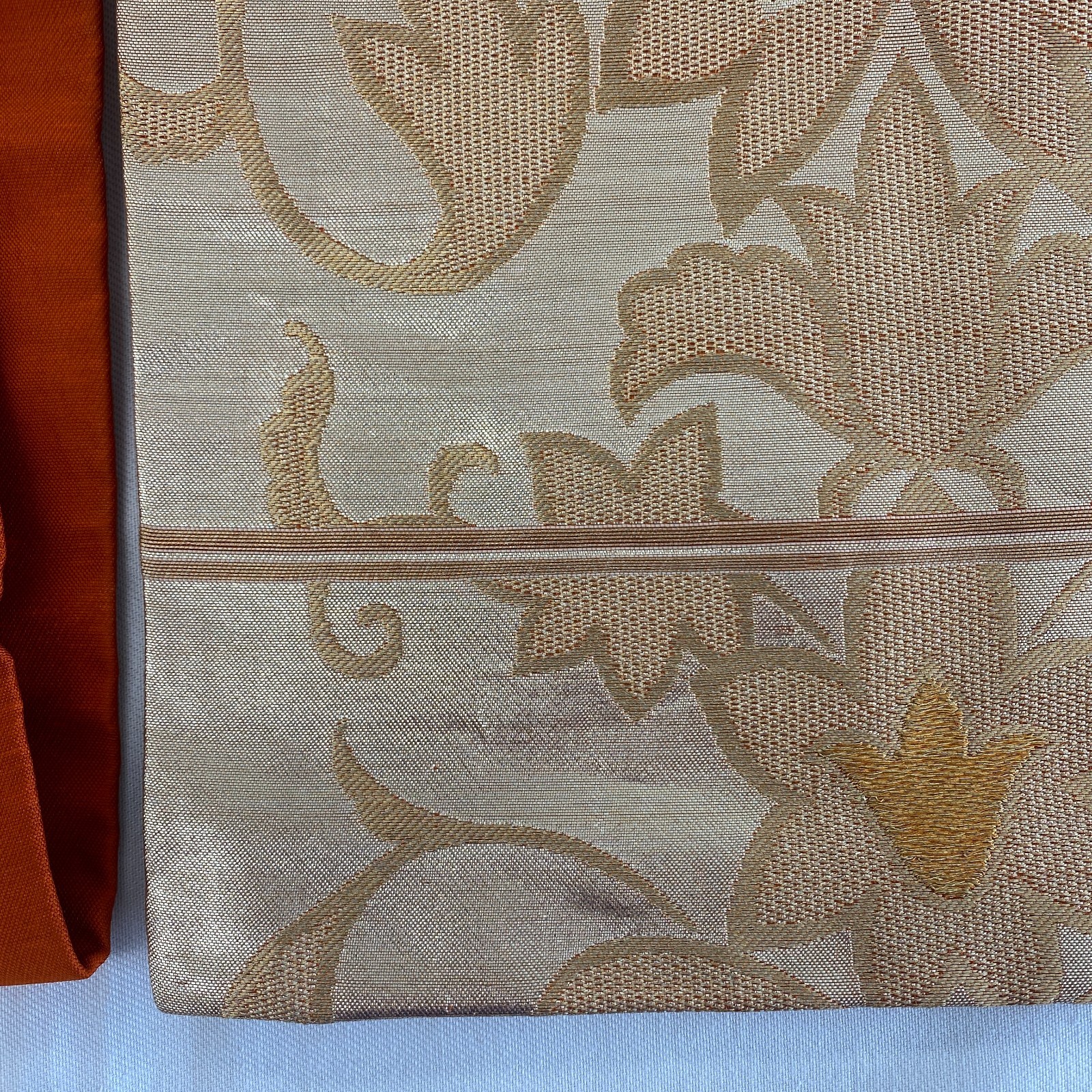 Japanese Vintage Kimono Nagoya Obi Silk Gold Traditional Authentic 134x 11in