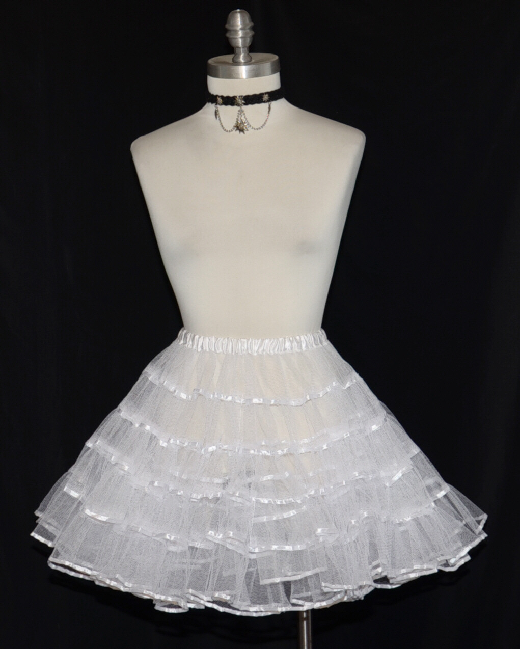 XS S M White Short PETTICOAT HALF SLIP Dirndl German Oktoberfest Swing Dress