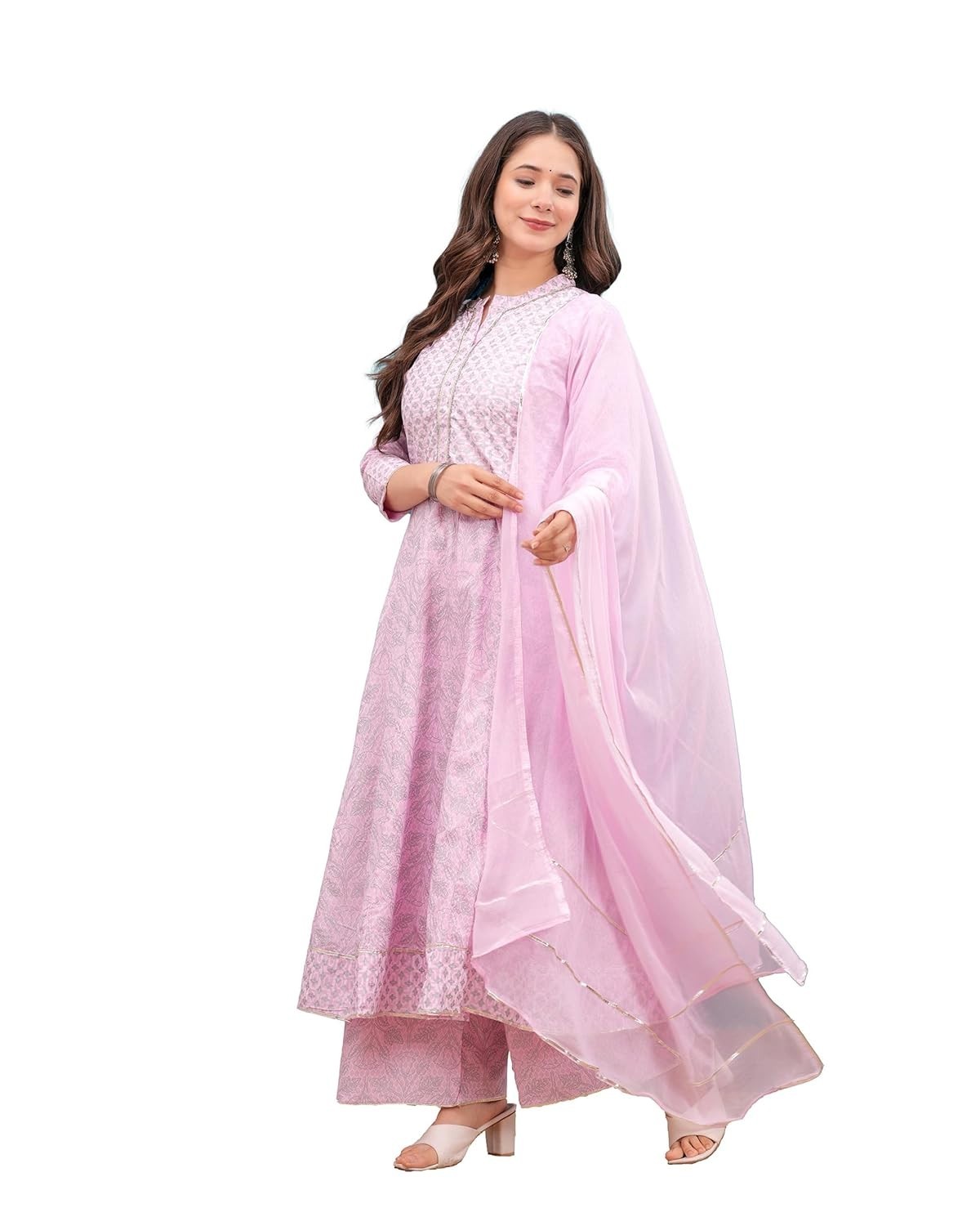Women’s Rayon Anarkali Kurta with Pant & Dupatta Set