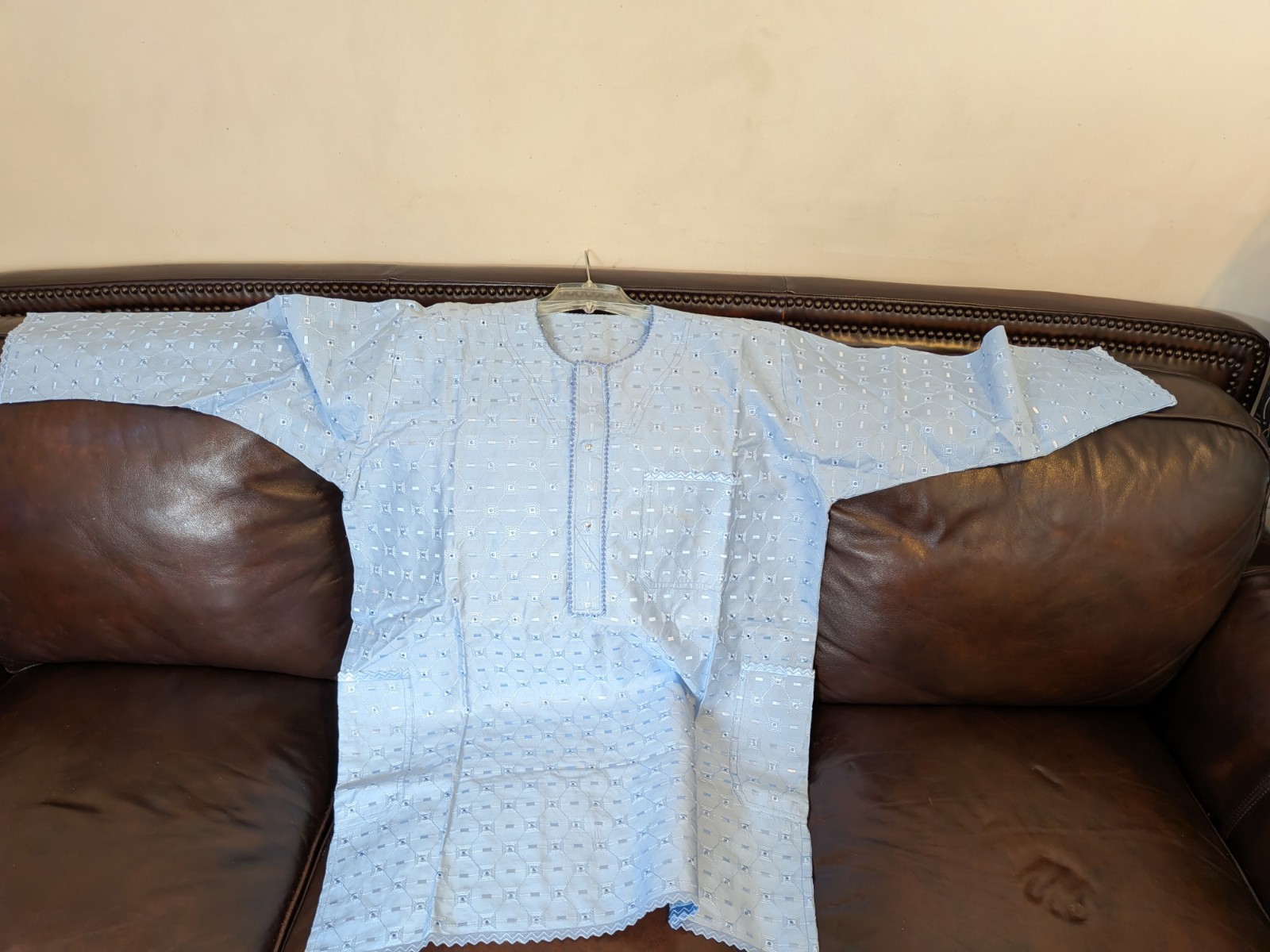 African Men Two Piece Lace Print Top & Pants (Buba & Shokoto), Nigerian style.