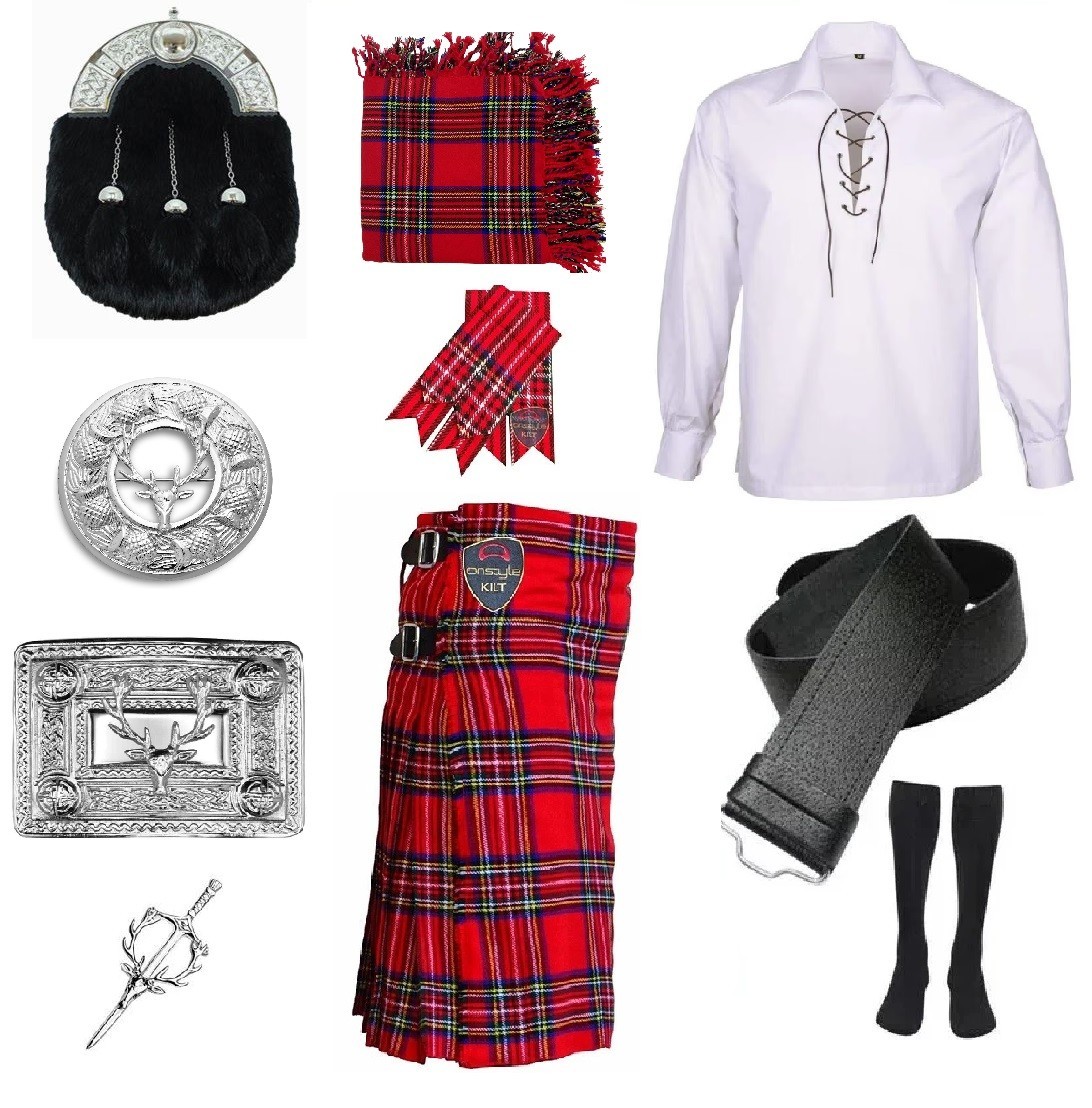 Royal Stewart Tartan Kilt Outfit – Full Scottish Kilt Dress Best Highland Dress