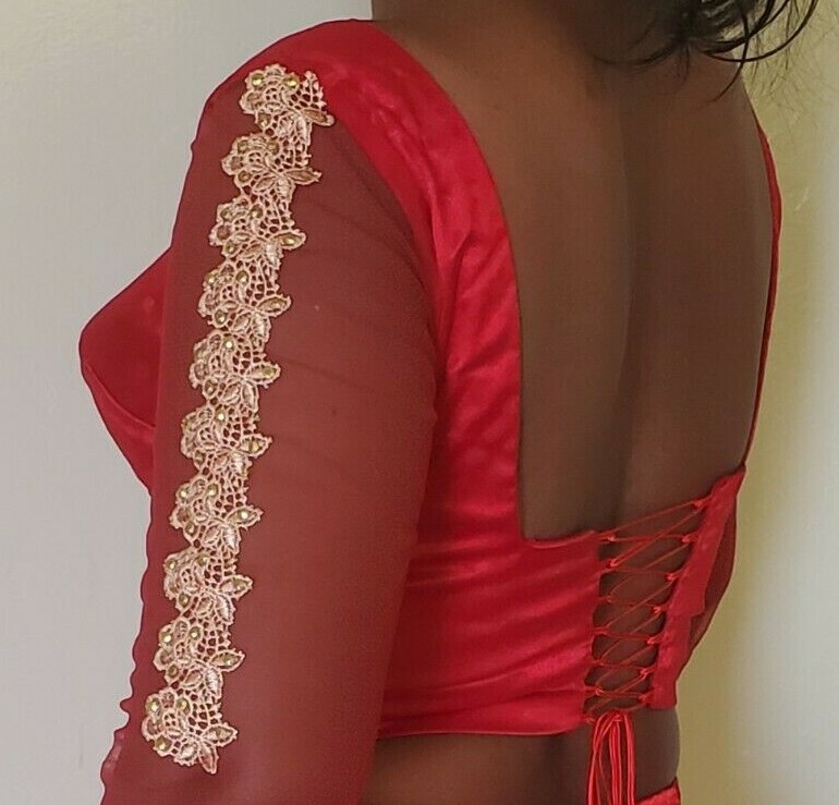 Dark Red Gold Sari, Saree, Red Saree, Dark red Sari, net Saree, Ready Made saree