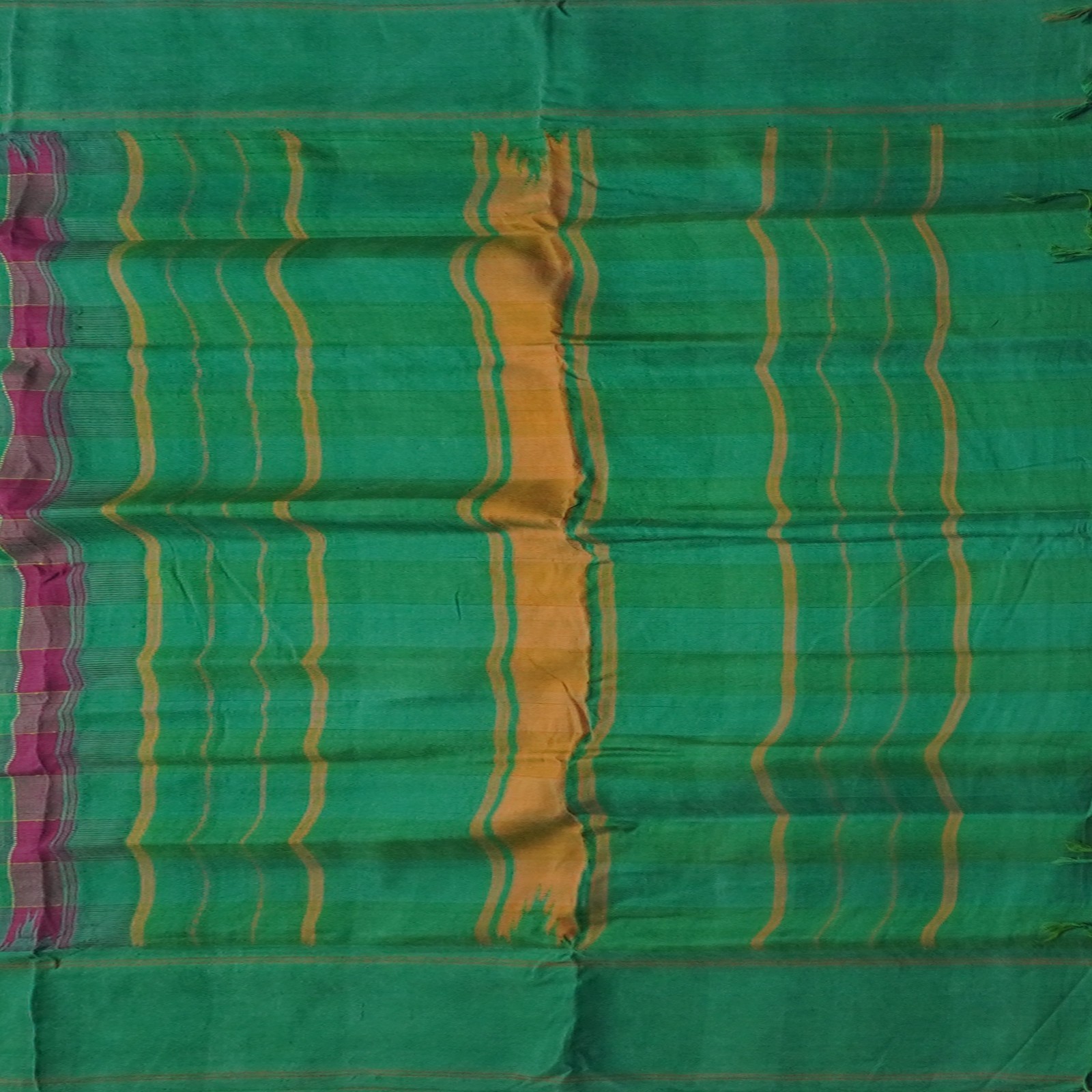 Vintage Green Sarees 100% Pure Silk Kanjivaram Korvai – No Zari Sari 5YD Fabric